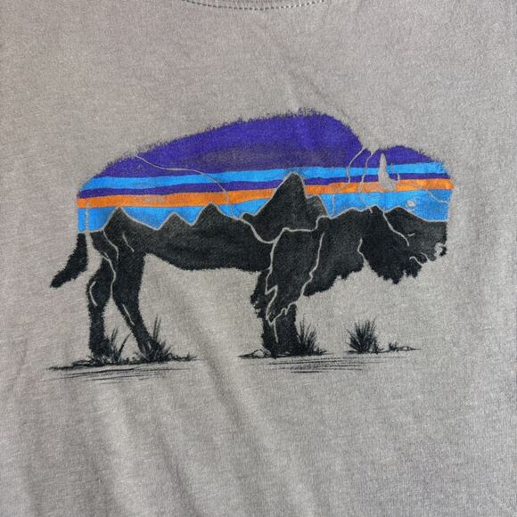 Patagonia Organic Cotton Bison Mountain Graphic T Shirt White Womens Size Medium - Picture 2 of 6